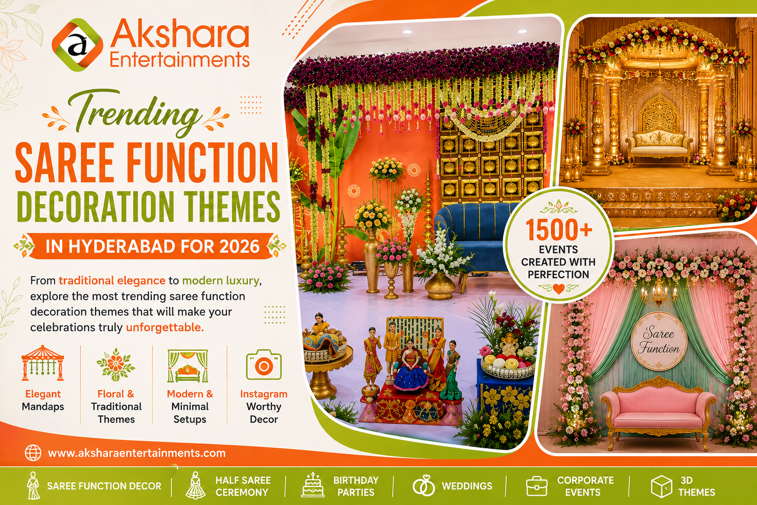 Trending Saree Function Decoration Themes in Hyderabad for 2026